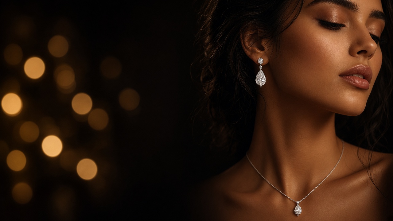 Premium Lab grown diamond drop earrings and pendant