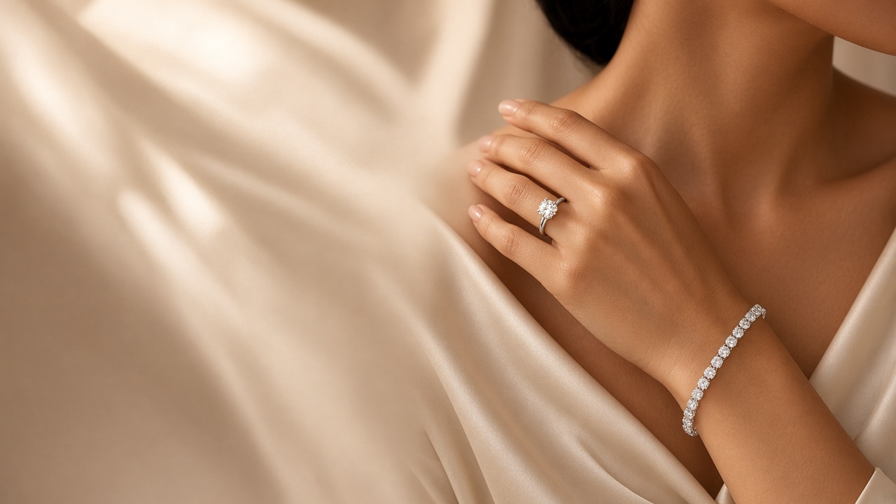 Premium Leb Grown Diamond tennis bracelet and solitaire ring