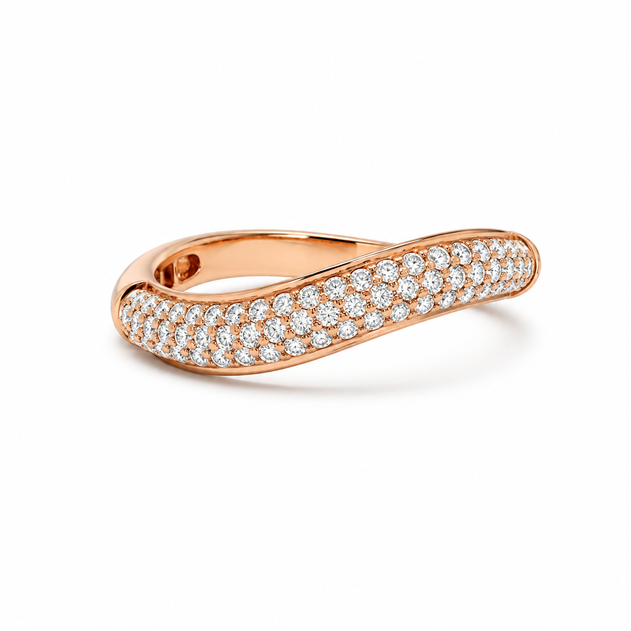14k 3 Row Half Eternity Diamond Band